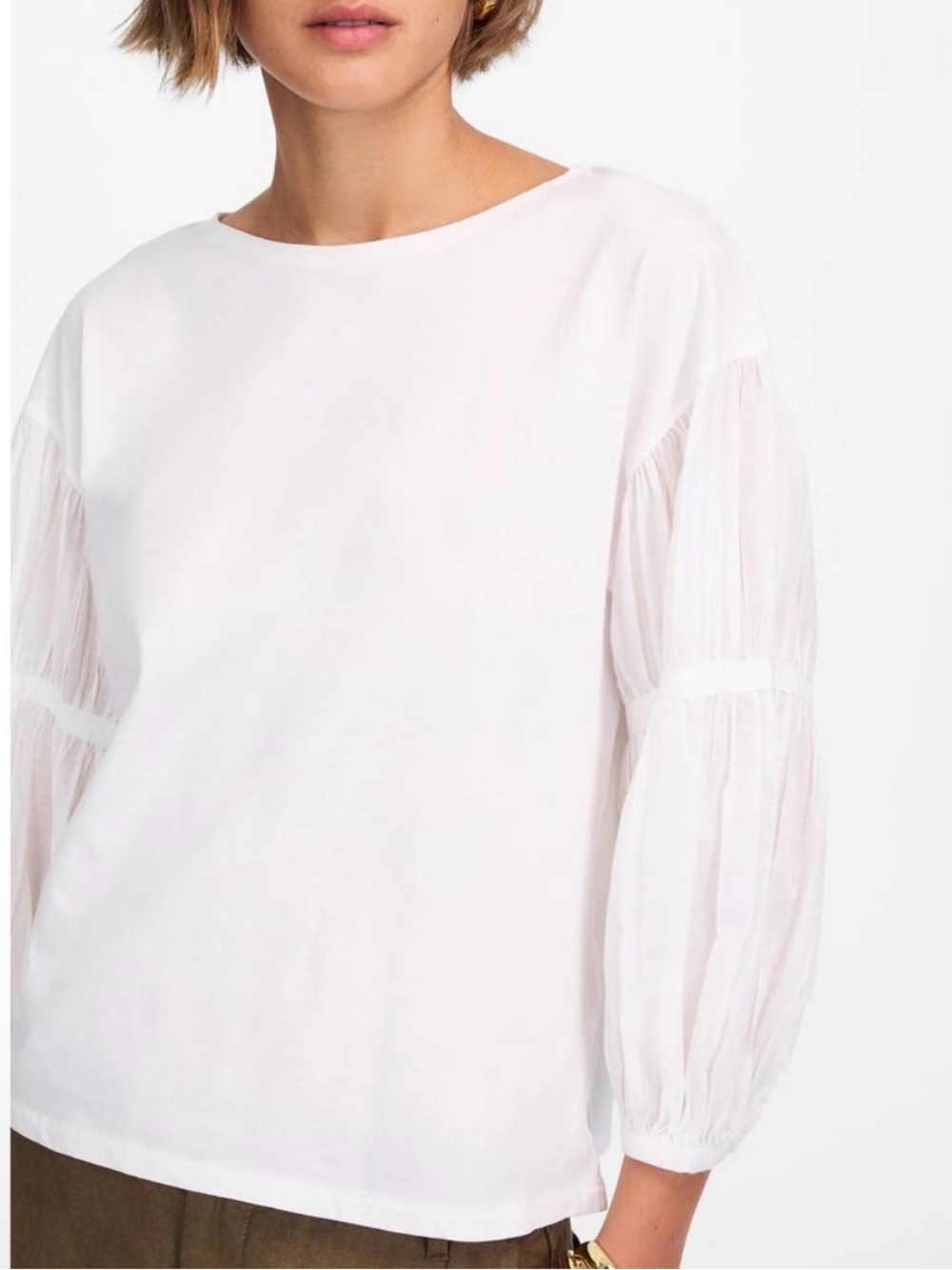 Madewell Puff-Sleeve Drop-Shoulder Knit Top, Like New, Medium - Picture 9 of 10